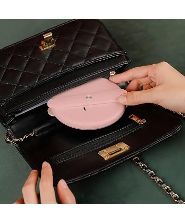 Laokiiy LED Handheld Mirror with Swivel Folding Handle - USB Rechargeable Compact Makeup Mirror for Travel, Office, and Outdoor Use (Pink) - Buy Online on GoSupps.com