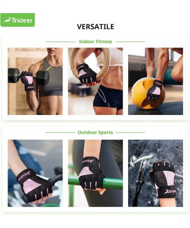 Trideer Breathable Workout Gloves for Women - Pink Small (6.3-7.1 in) | Weight Lifting, Gym, Exercise, Training, Rowing, Biking - Buy Online on GoSupps.com