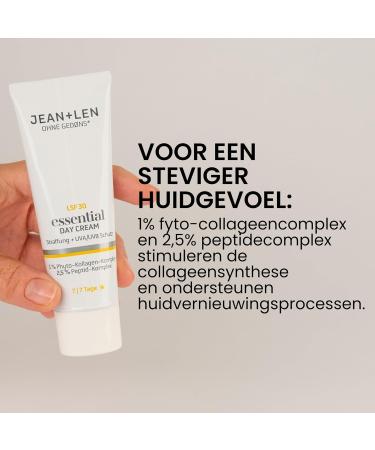Jean Len Jean & Len Essential Day Cream ideal for all skin types optimizes skin firmness with SPF 30 and vegetable collagen vegan and fragrancefree day cream 50 ml - Buy Online on GoSupps.com