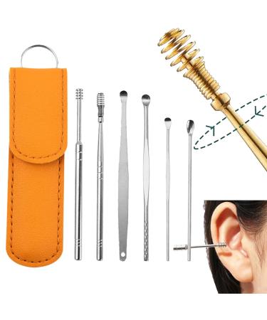Skyrro - Innovative Earwax Cleaning Tool Set Skyrro Ear Wax Cleaner Skyrro Ear Cleaner Skypro Ear Cleaning Tool Set Stainless Steel Earpick Set Earwax Remover Spiral Cleaning Tools (Yellow)