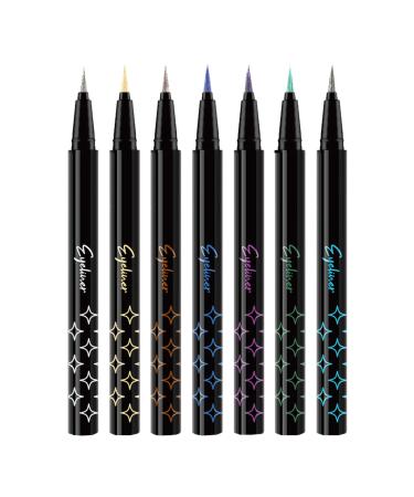 G n rique Eyeshadow Pencil Shimmering Eyeliner Colored Pearlescent Pencil Long-Lasting Makeup | Set of 7 Eyebrow Pencils and Glitter Eyeliner for Home Events and Travel