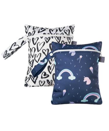 Maeau 2 pieces Wetbags for cloth diapers diaper bag diaper bag baby wetbag organizer bags nasty kindergarten wet bag reusable wetbag washable gym bag 18 * 25cm pattern 2