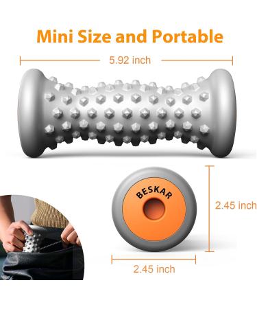 BESKAR Foot Massage Roller for Plantar Fasciitis | Portable Rubber Roller for Arch Pain Relief & Deep Tissue Therapy | Foot Reflexology in Gray - Buy Online on GoSupps.com