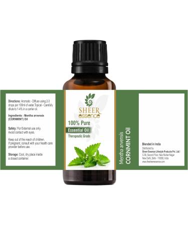 Cornmint Oil (Mentha Arvensis) - 100% Pure Natural Essential Oil - Therapeutic Grade - 0.33 FL.OZ (1 Pack) - International Shipping Available - Buy Online on GoSupps.com