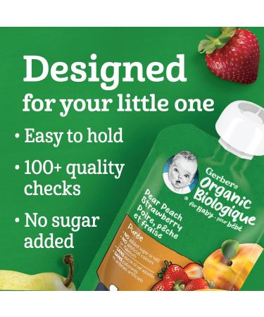 Nestle Gerber Nestle Gerber Organic Puree Pear Peach & Strawberry 128ml Pouch - Buy Online on GoSupps.com
