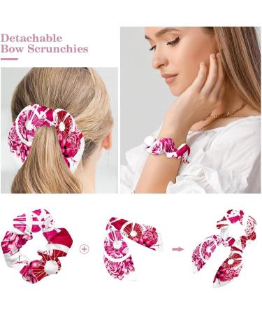 6 Pieces Bow Knot Hair Scrunchies Soft Scarf Hair Ties Scrunchies Ponytail Holder with Bows Cloud on Pink Hair Scrunchy Accessories Ropes for Women Multi-colored 17 - Buy Online on GoSupps.com