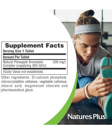NaturesPlus Chewable Bromelain - 60 Tablets - Natural Proteolytic Enzyme Supplement - Supports Digestion Joint & Muscle Health - Vegan Gluten Free - 60 Servings 60 Vegetarian Tablets - Buy Online on GoSupps.com