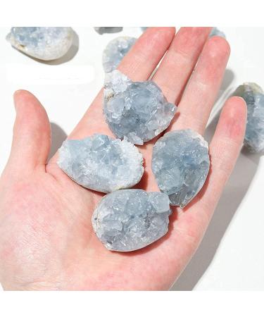 Soulnioi 2pcs Natural Raw Blue Celestite Mineral Irregular Healing Crystal Cluster for Meditation Therapy Home Room Decoration - Buy Online on GoSupps.com