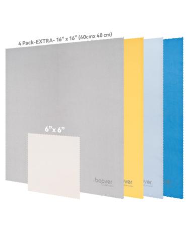 4 Pack Oversized 16" x 16" Large Microfiber Glasses and Screen Cleaner Cloth Safe for Electronic Device Screens Eyeglasses & Delicate Surfaces