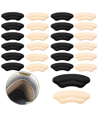 Heel Cushion 12 Pair/24 Pack Heel Protectors Grips Pads for Loose Shoes High Heels Heel Inserts Liners Women and Mens Shoe Too Big Filler Pad Self-Adhesive Insoles Sticker Prevent Blisters Anti Slip Black
