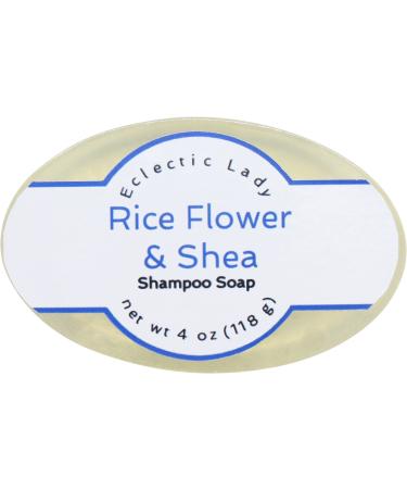 Eclectic Lady Rice Flower and Shea Shampoo Soap Bar with Pure Argan Oil Silk Protein Honey Protein and Extracts of Calendula Flower Aloe Carrageenan Sunflower - 4 oz Bar