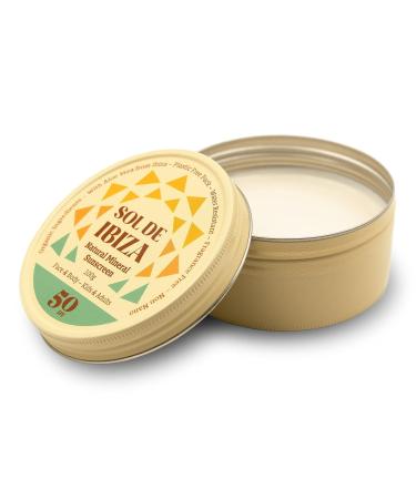 Sol de Ibiza Natural Mineral Sun Protection SPF 50 - Plastic-Free Vegan Waterproof - Face & Body - Non-Nano Zinc Oxide - 100g for Adults & Children - Buy Online on GoSupps.com