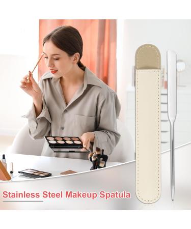 VOCOSTE Stainless Steel Makeup Spatula Set with Faux Leather Case - Liquid Foundation & Lipstick Mixing Palette Tool in Beige - Buy Online on GoSupps.com