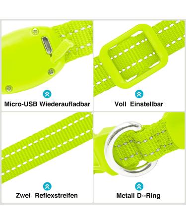 KOSKILL LED Dog Collar - Waterproof & Adjustable USB Rechargeable Bright Green for Small Dogs - Safe & Reflective Design - Buy Online on GoSupps.com