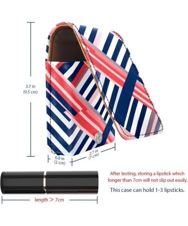 Travel Lipstick Organizer Case - Portable Makeup Bag with Mirror - Blue & Red Stripes - Ideal for International Shipping - Buy Online on GoSupps.com
