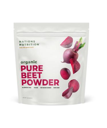 Pure Beet Root Powder Organic - Nitric Oxide Circulation Superfood Supports Blood Flow & Heart Health - Increase Stamina & Natural Energy 30+ Servings (1 LB Bag)
