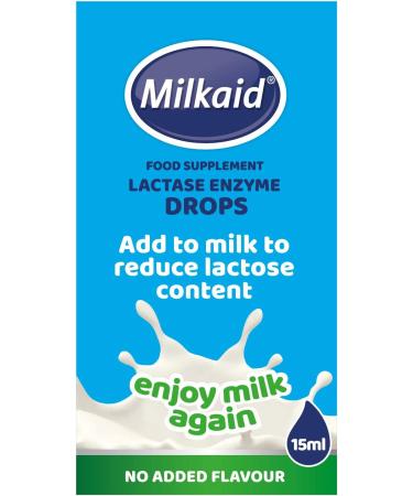 Milkaid Lactase Enzyme Drops for Lactose Intolerance Relief | Fast Acting Dairy Digestive Supplement | Prevents Gas, Bloating & Diarrhea | Gluten Free & Vegetarian | 0.5 Fl Oz - Buy Online on GoSupps.com