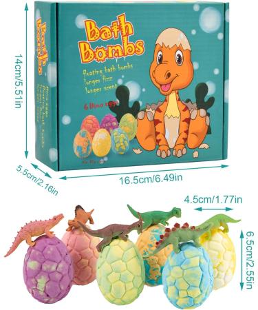 Pagezol 6PCS Large Bath Bombs for Kids with Surprise Dinosaurs Toys Inside Natural Bath Bombs Gift Set Handmade Spa Colorful Fizzy Bubble Bath Bombs Birthday Christmas Easter Gift for Girls Boys - Buy Online on GoSupps.com