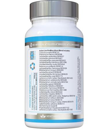 Bio Cultures Complex Probiotics & Prebiotics - 30 Strains, 22.5 Billion CFU, 500mg Livaux PreBiotic - 2 Month Supply - DR-Caps for Gut Health - UK Made - Buy Online on GoSupps.com