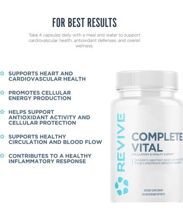 Revive MD Supplements & Support Complete Vital (120 Vegetarian Capsules) - NAC & CoQ10 Supplement Supports Health & Antioxidant Activity (30 Servings) - Buy Online on GoSupps.com
