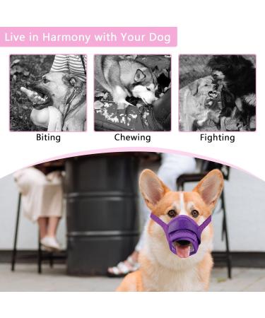 Yaodhaod Dog Muzzle - Breathable Nylon Mesh Adjustable Straps | Comfort for Biting Chewing & Barking - Size M Violet - Buy Online on GoSupps.com