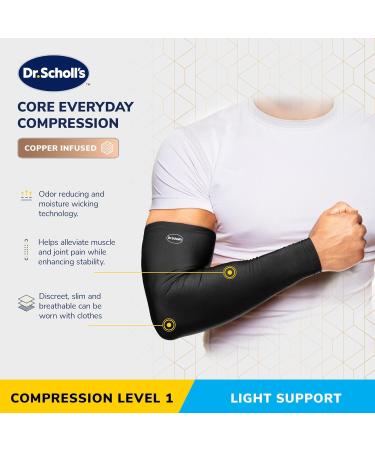 Dr. Scholl's Compression Arm Sleeve - Breathable Copper-Infused Pain Relief & Support (Size S/M) | International Shipping - Buy Online on GoSupps.com