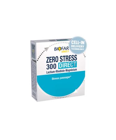 BIOFAR ZERO STRESS 300 DIRECT - Lactium®, Rhodiola, Magnesium Acetyltaurinate and Liposomal, Organic Zinc, Vitamins B & C - Passenger Stress & Fatigue -Fruity Taste -14 Orodispersible Sticks Without