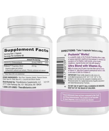 Ultra Menopause Supplements for Women - Safe Natural Formula for Hot Flashes Night Sweats & Moodiness | Clinically Tested | 60 Count - Profemin Ultra - Buy Online on GoSupps.com