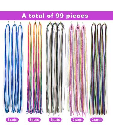 99pcs Colorful Hair Ties for Braiding - Fashionable Hair Accessories for Kids & Women - Perfect for Parties | DIY Hair Mesh - Buy Online on GoSupps.com