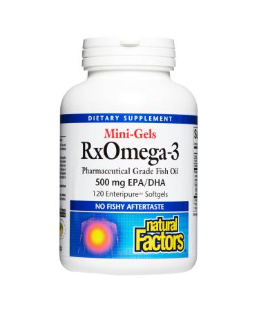 Natural Factors RxOmega-3 Mini-Gels 500 mg 120 Enteripure Softgels