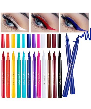 12 Colorful Eyeliner Pen Set  Eye Shadow Pencil  Pearl Eyeliner Kit Metallic Eyeliner Pencil Glitter Colored Eyeliner for Women Eye&Lip Liner Professional Waterproof Retractable Eye Makeup Colorful Eyeliner Eye Color SET...