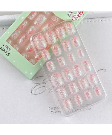 Sparkling 24PCS/Patch Kids Childrens Girls Fake Stick Cover On Nails to Beauty Press Finger Your S4C8 False Illuminate Pattern 2