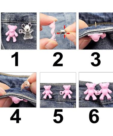 8 Pcs Bear Adjustable Waist Buckle Extenders - Fashion Jean Button Pins for Women Skirt Pant Jeans (8 Colors) - Buy Online on GoSupps.com
