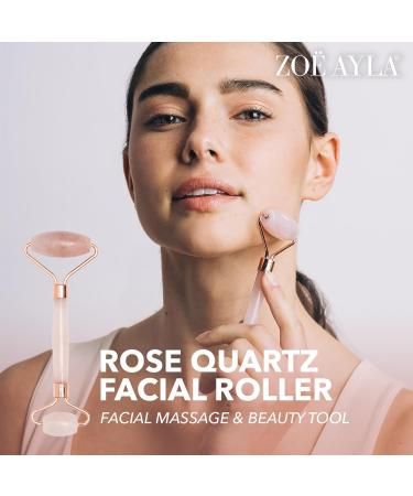 Zoe Ayla Rose Quartz Facial Roller - Essential Skin Care Tool for Women | Boost Blood Circulation & Improve Skin Tone | Perfect with Serum & Moisturizer - Buy Online on GoSupps.com
