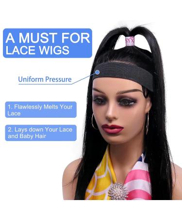 Adjustable Lace Melting Band with Edge Brush for Lace Frontal | Salon Elastic Bands for Wig | Melt Belt for Wigs - Edge Wrap and Lay Edges | Velcro Wig Bands - Comfortable - Buy Online on GoSupps.com