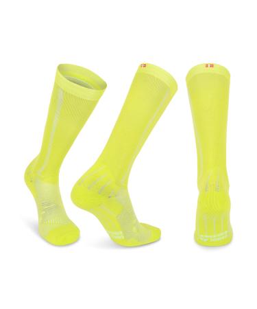 Danish Endurance compression stockings sports compression socks support stockings thrombosis socks 21-26 mmHg for men & women neon yellow/light blue 43-47