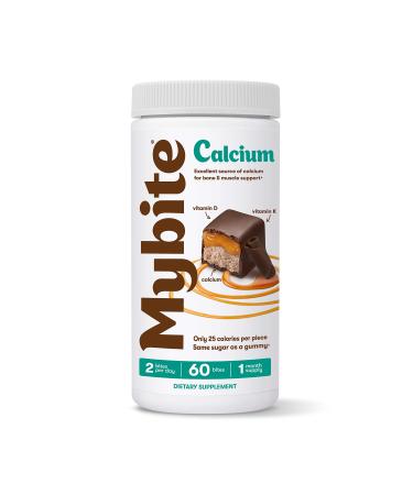 Mybite Calcium Chocolate Supplement 60 Bites Calcium Plus Vitamin D and K to Support Bone and Immune Health