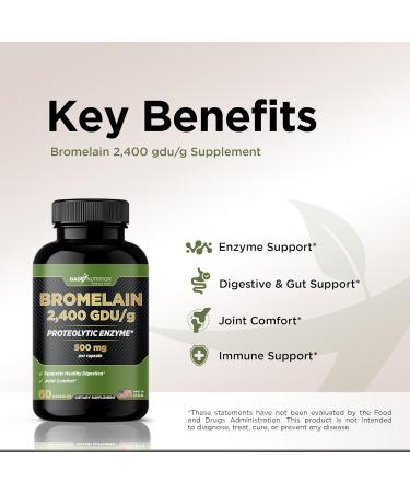Gade Nutrition Bromelain Supplement in Capsules | Bromelain 2,400 GDU/g - 500mg per Capsule - Digestive Enzymes & Joint Support Supplement Proteolytic Enzymes for Digestion Fresh Pineapple Source - Buy Online on GoSupps.com
