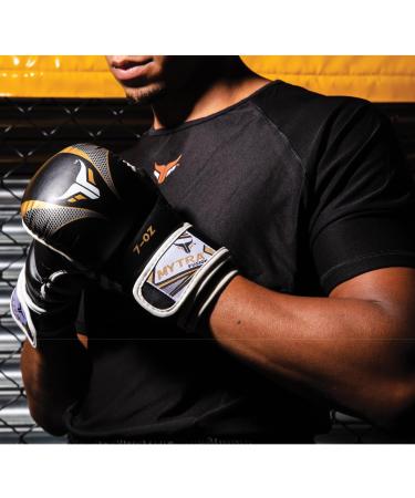 Mytra Fusion MMA Gloves | Open Palm Adjustable Wrist Support | Ideal for Grappling Cage Fighting & Combat Sports | S/M Black/Gold - Buy Online on GoSupps.com