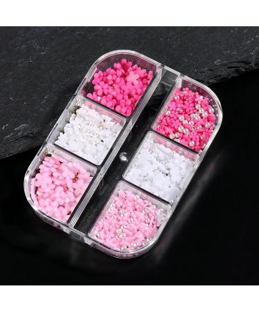 6 Grids Flower Nail Parts Decoration Mixed Steel Beads Gems Charms Floral Steel Beads Manicure Decoration Accessories Flower Nail Charms for Women - Buy Online on GoSupps.com