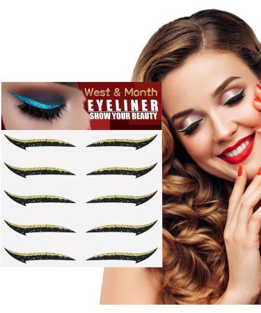 Sticker Eyeliner Glitter | Instant -Adhesive Eyeliner Stencil Sparkle 5 Pairs - Eyeliner Tool Makeup Stickers Sparkly Long Lasting Sticker Eyeliner for Women and Girls Lvtfco Gold (Five Pairs) - Buy Online on GoSupps.com