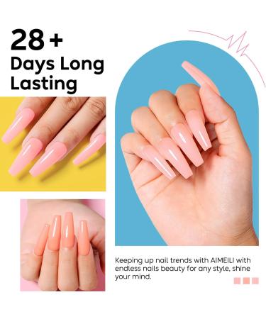 AIMEILI 5 in 1 Rubber Base Gel Set - Sheer Pink Nude Color - Long Lasting Nail Strengthener - 6pcs X 10ml - Gift Kit - Buy Online on GoSupps.com