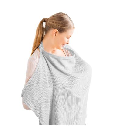 Silence breastfeeding cotton cotton soft breathable trouble multi -purpose breastfeeding cover for on the way privacy protection breastfeeding nut Nursing Cover gifts for mother baby (gray)
