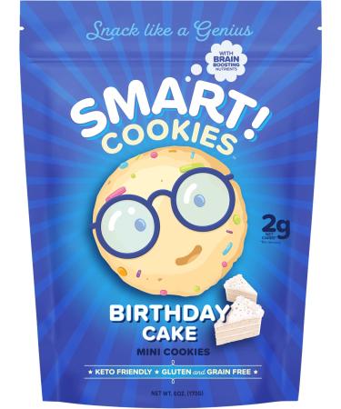 Smart Keto Cookies - Healthy Low Carb Snacks w/ Key Brain Boosting Nutrients for Kids & Adults  High Protein Gluten Free Snack Food Paleo & Diabetic Friendly Sweets -No Added Sugar Complete Dessert Birthday Cake