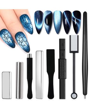 DANNEASY 8pcs Cat Eye Magnet for Nails Magnetic Gel Nail Polish Nail Magnets Wand Magnet Board Square Thickened Strong Nail Polish Magnet Nail Design Tools Acrylic Nail Art Accessories Nail Magnet Set-01