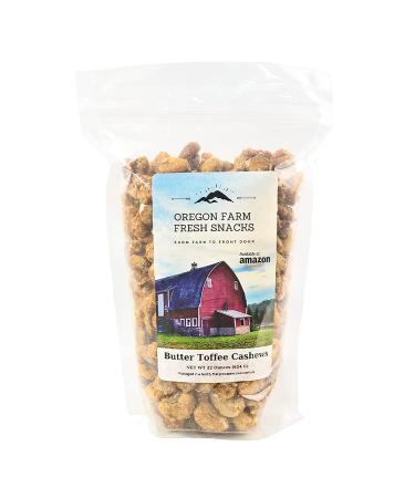 Oregon Farm Fresh Butter Toffee Cashews - 22oz Sweet and Crunchy Nut Snacks for School, Office, and Road Trips - Buy Online on GoSupps.com