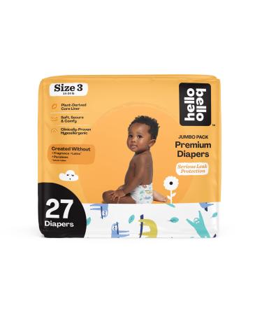 Hello Bello Baby Diapers - Size 3- Sleepy Sloths - Pack of 27 Sleepy Sloths 1 Count (Pack of 27)