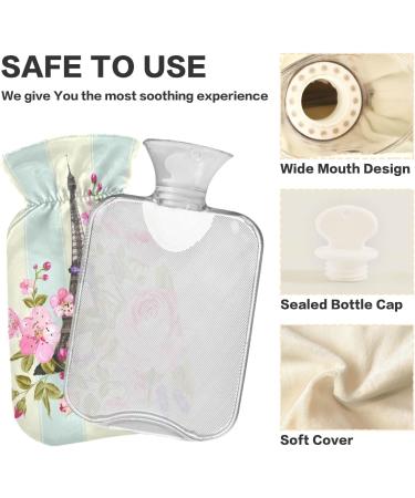 2L Eiffel Tower Floral Hot Water Bottle with Cover - BPA Free Large Bag for Pain Relief Bed Hand & Feet - Buy Online on GoSupps.com