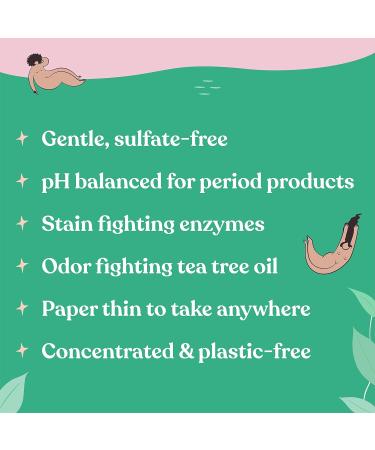 Organic Menstrual Stain Fighting Detergent Strips | Unscented Menstrual Cup & Cloth Diaper Wash | Eco-Friendly Enzyme Blood Stain Remover - Buy Online on GoSupps.com