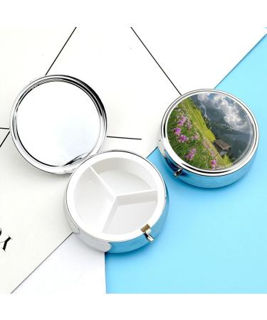 Travel Pill Box with Wildflowers | 3 Compartment Portable Pill Organizer for Purse & Pocket - Buy Online on GoSupps.com